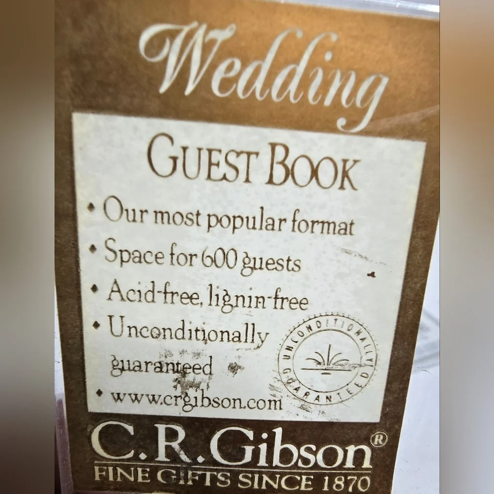 NIB C.R. Gibson White and Silver Wedding Guest Book (7.75
